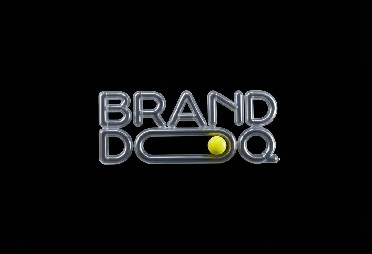 Branddoq wordmark in chrome on black