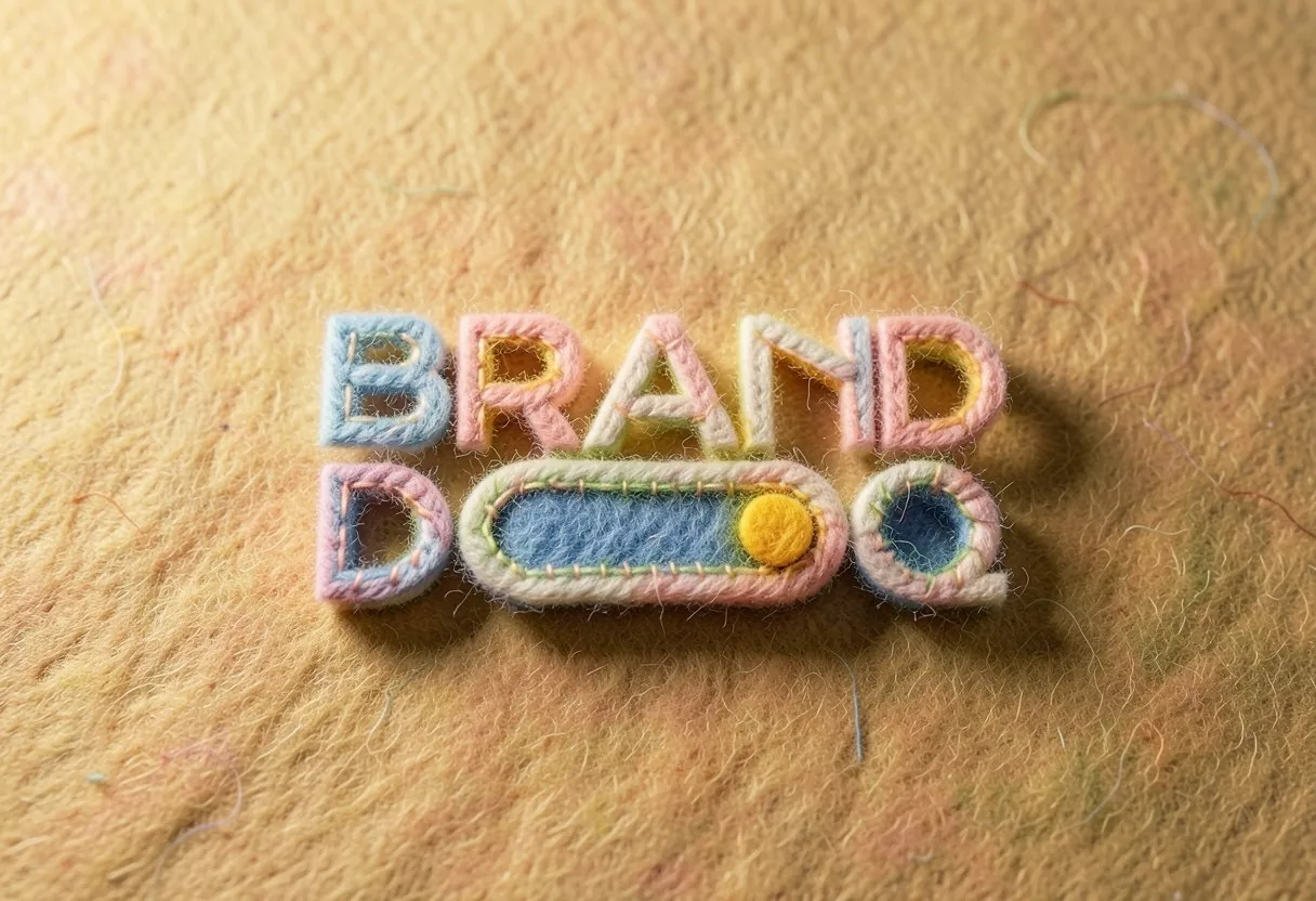 Branddoq wordmark in pastel wool