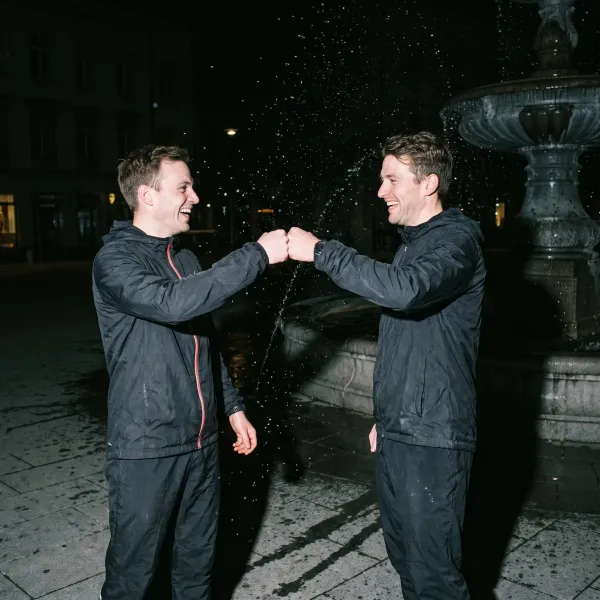 Fist bump — fountain